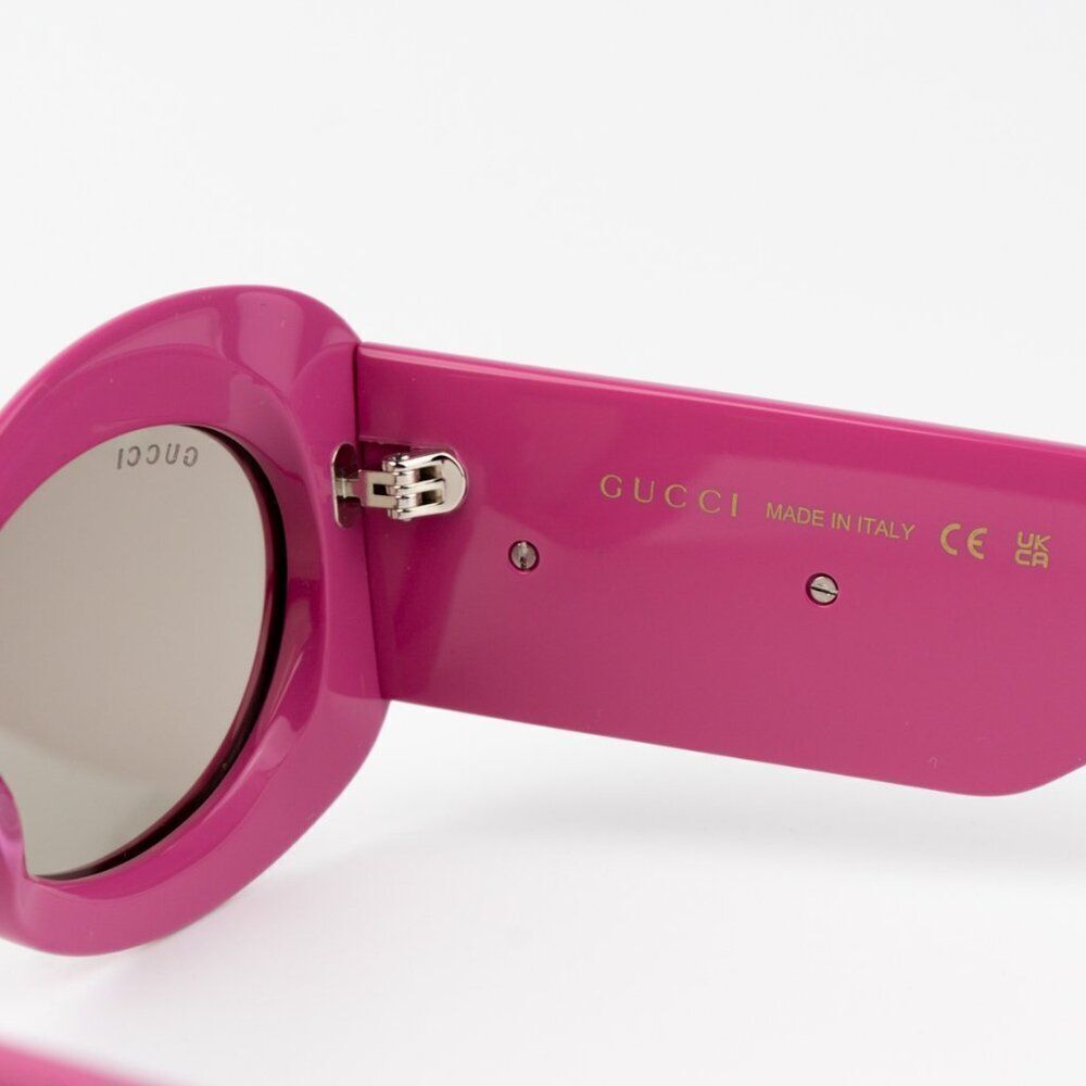 NEW Gucci GG1696S 004 Fuchsia Pink Grey Women Oval Sunglasses GG 1696S - Picture 6 of 10